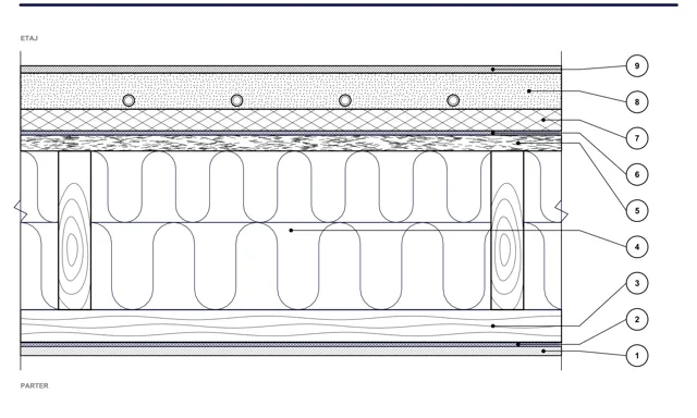 Detail CAD ISO-PLA-01: Drevený medzipodlažný strop
