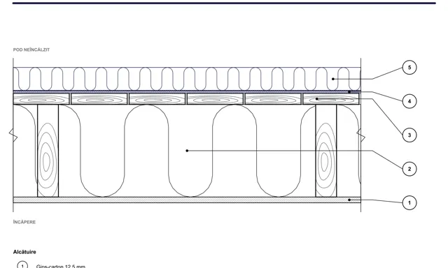 Detail CAD ISO-POD-02: Povalový strop na drevených trámoch